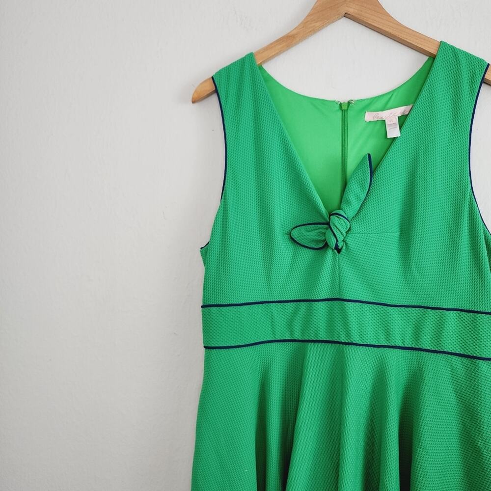 Hutch Anthropologie Kelly Green Navy Bow Fit & Flare Dress Wedding Guest XL - Picture 3 of 10